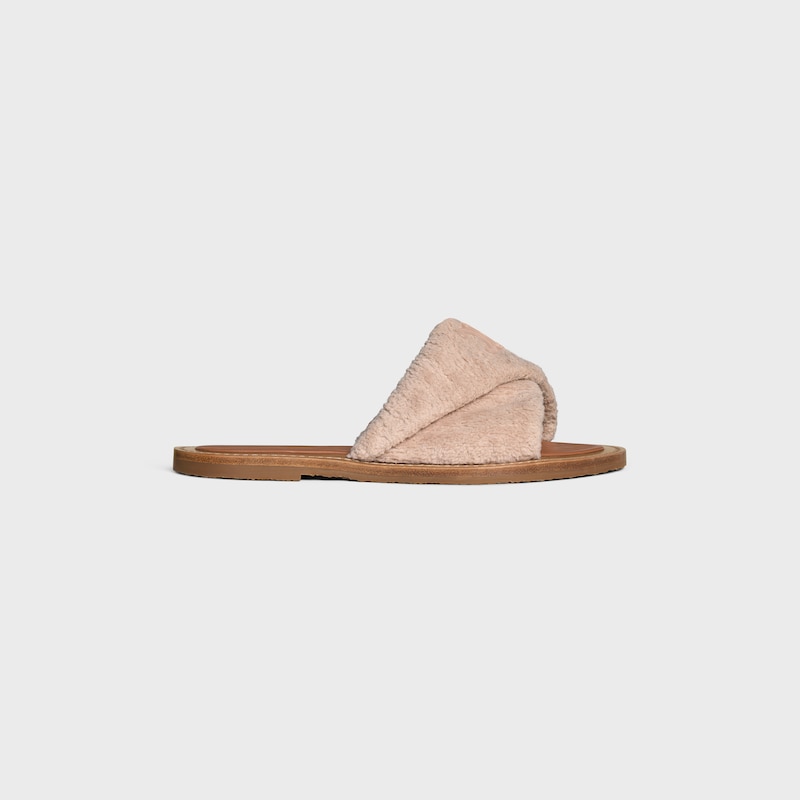 CELINE LYMPIA TWISTED SANDAL IN SPONGE FABRIC - Faded Pink -  - 1 | CELINE