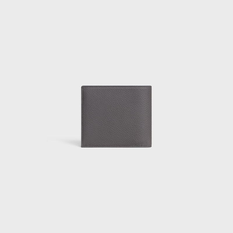 Bi-fold card holder IN GRAINED CALFSKIN - GREY - WALLETS - 1 | CELINE