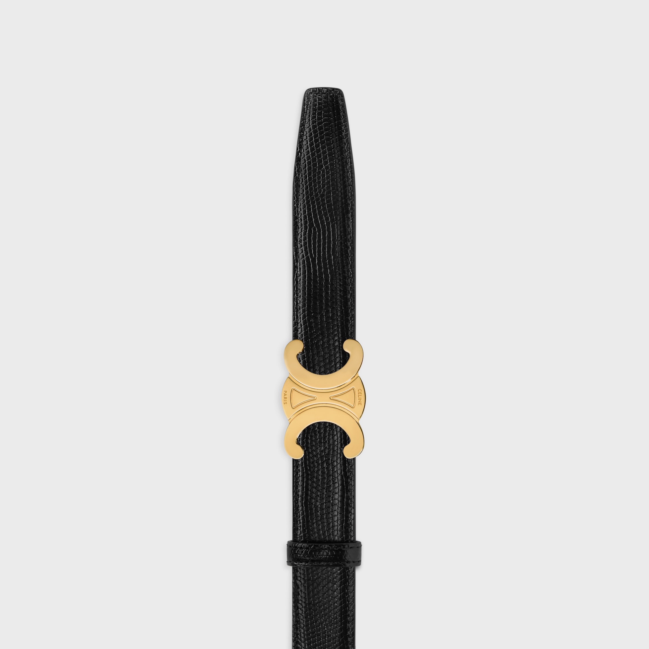 TRIOMPHE BUCKLE & REVERSIBLE STRAP 25MM - BLACK / CHESTNUT | CELINE
