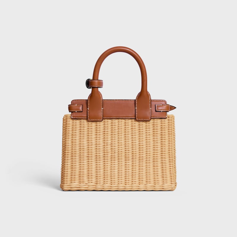TEEN CELINE CONTI BAG IN WICKER AND NATURAL CALFSKIN - NATURAL / TAN - TOP-HANDLE BAGS - 1 | CELINE