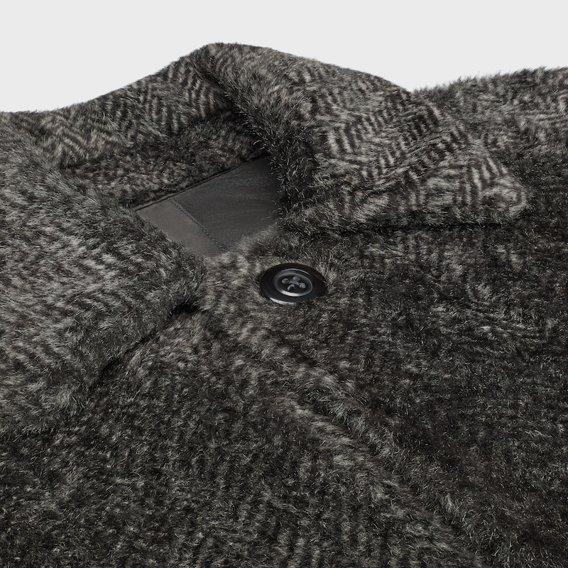 coat IN CHEVRON PRINTED LAMB SHEARLING - CHARCOAL/SILVER -  - 1 | CELINE