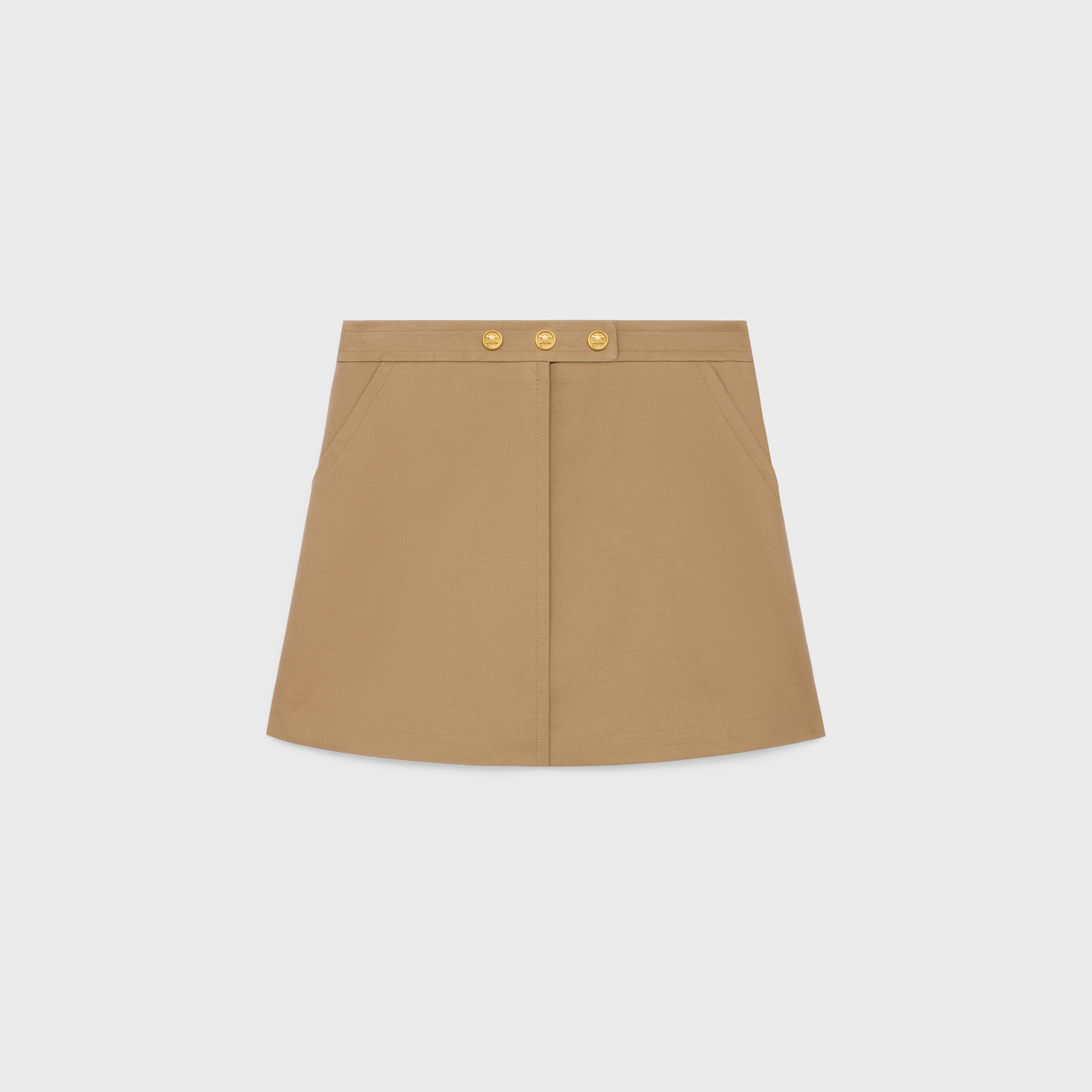 CELINE コットンギャバジンのショートスカート ショートスカート / コットンギャバジン - キャメル | CELINE