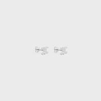 Triomphe Studs in Brass with Rhodium Finish - SILVER - GIFT FINDER - 2 | CELINE