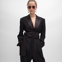 peplum jacket IN WOOL GABARDINE - BLACK -  - 2 | CELINE