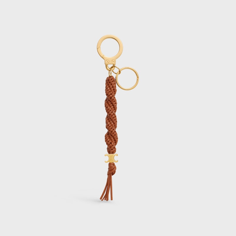 TRIOMPHE SCOUBIDOu KEYRING in smooth calfskin with Gold Finishing - TAN - CHARMS AND ACCESSORIES - 1 | CELINE