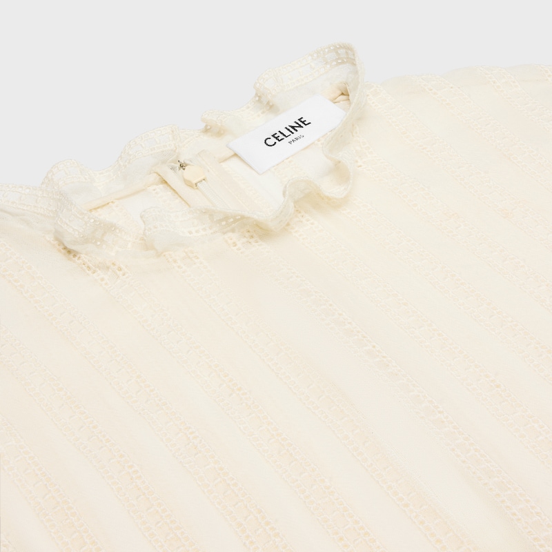 cropped blouse in muslin, cotton and wool - CREME -  - 1 | CELINE