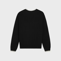 เสื้อสเวตเตอร์คอวีผ้าวูล ตกแต่งทรียงฟ์ - สีดำ -  - 2 | CELINE