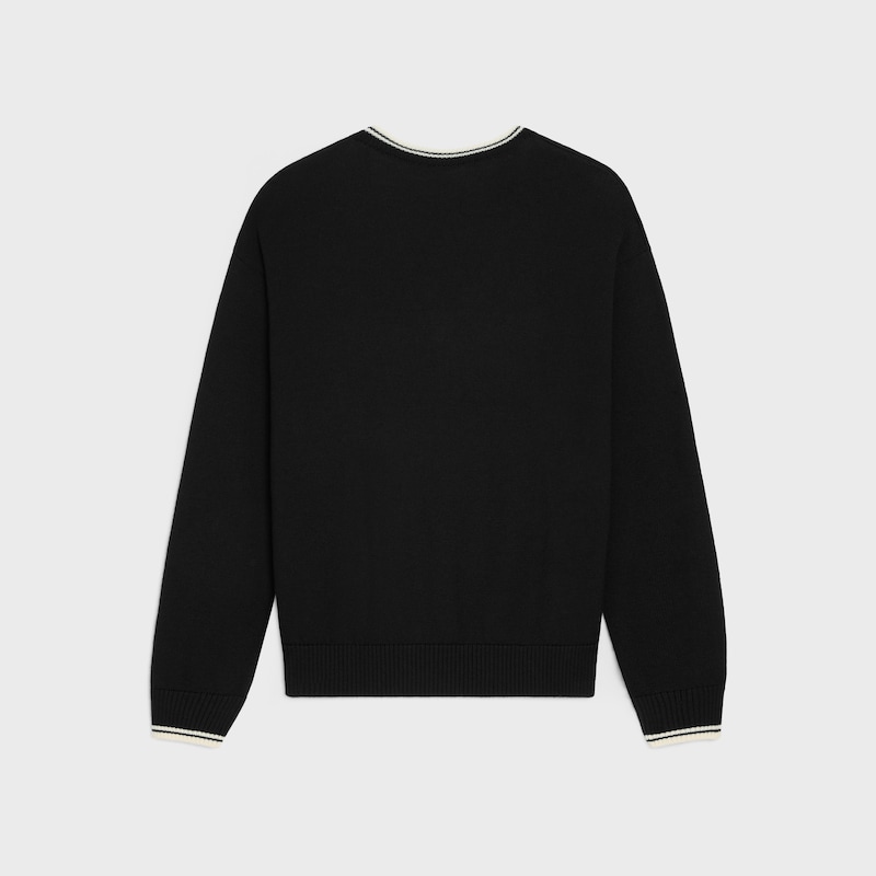 triomphe V-neck sweater in wool - BLACK -  - 1 | CELINE