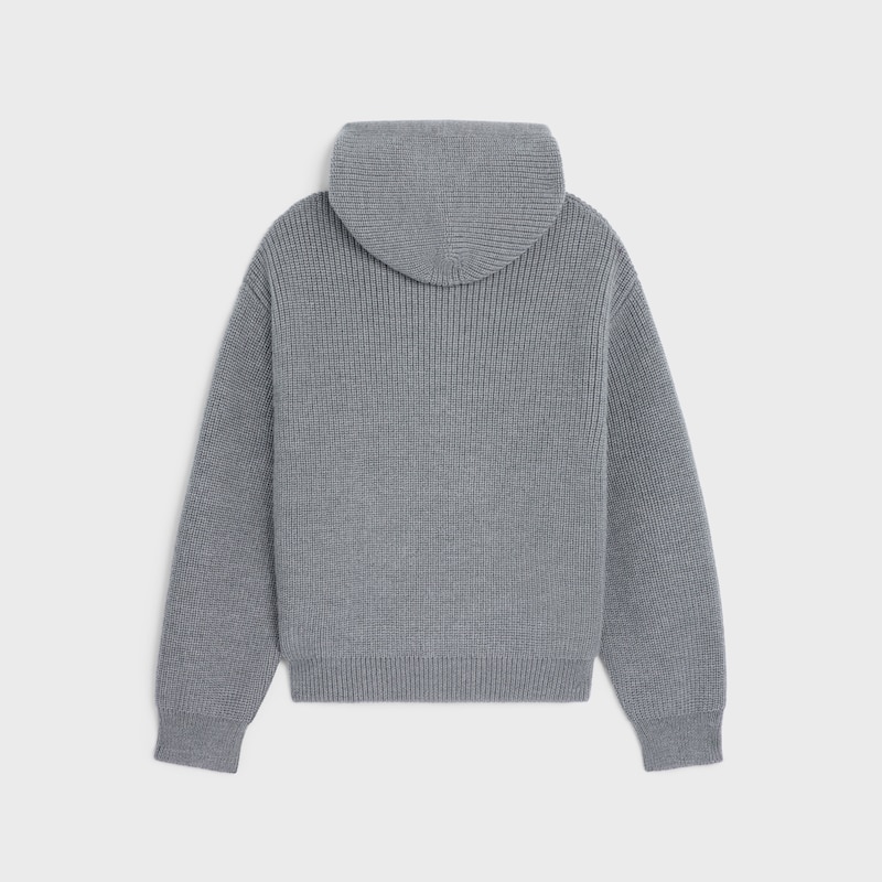 hooded cardigan IN WOOL - MEDIUM GREY -  - 1 | CELINE