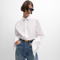 loose shirt IN COTTON POPLIN - WHITE -  - 2 | CELINE
