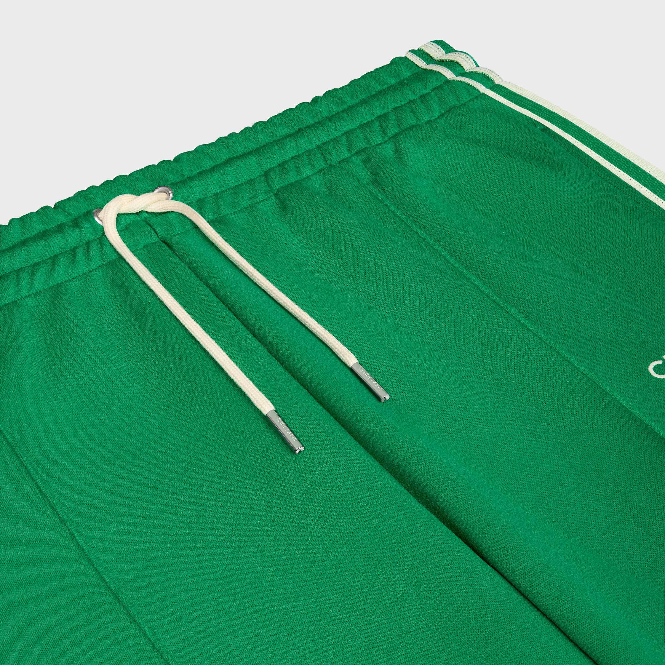 tracksuit pants in double face jersey - GREEN / ECRU | CELINE