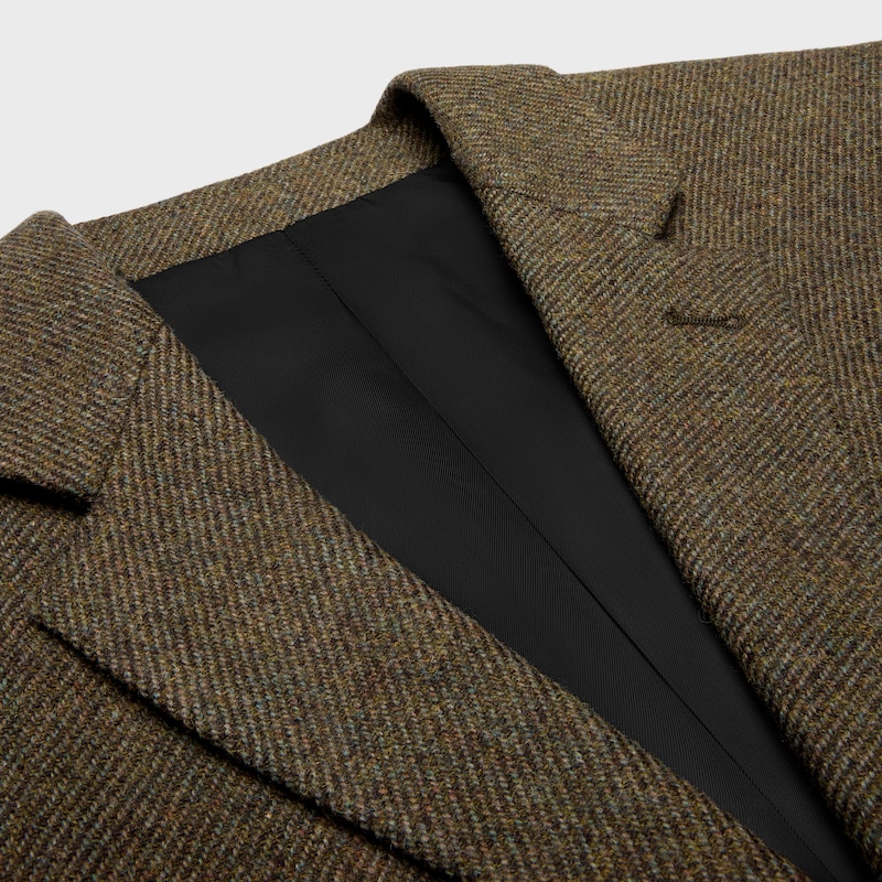 CHAQUETA ENTALLADA DE TRICOTINA DE LANA - MILITAR -  - 1 | CELINE