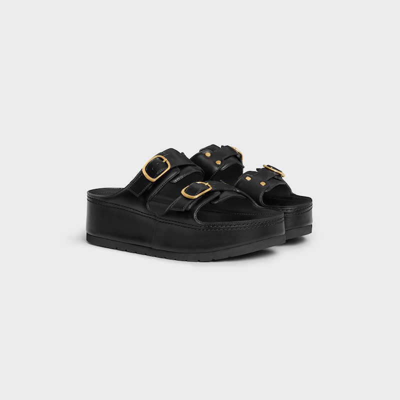 CELINE POLLY WEDGE MULE IN CALFSKIN - BLACK -  - 1 | CELINE