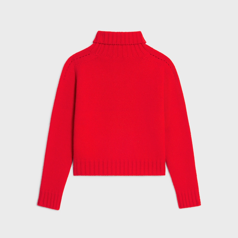 turtleneck sweater IN SEAMLESS CASHMERE - BRIGHT RED -  - 1 | CELINE