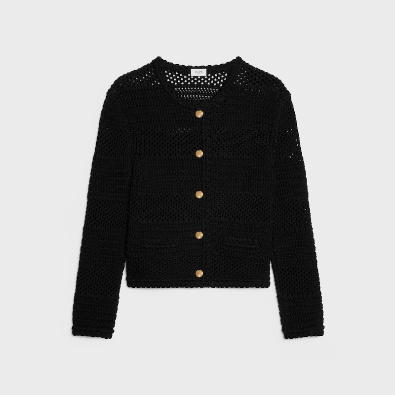 veste cardigan crochet coton - Noir -  - 1 | CELINE