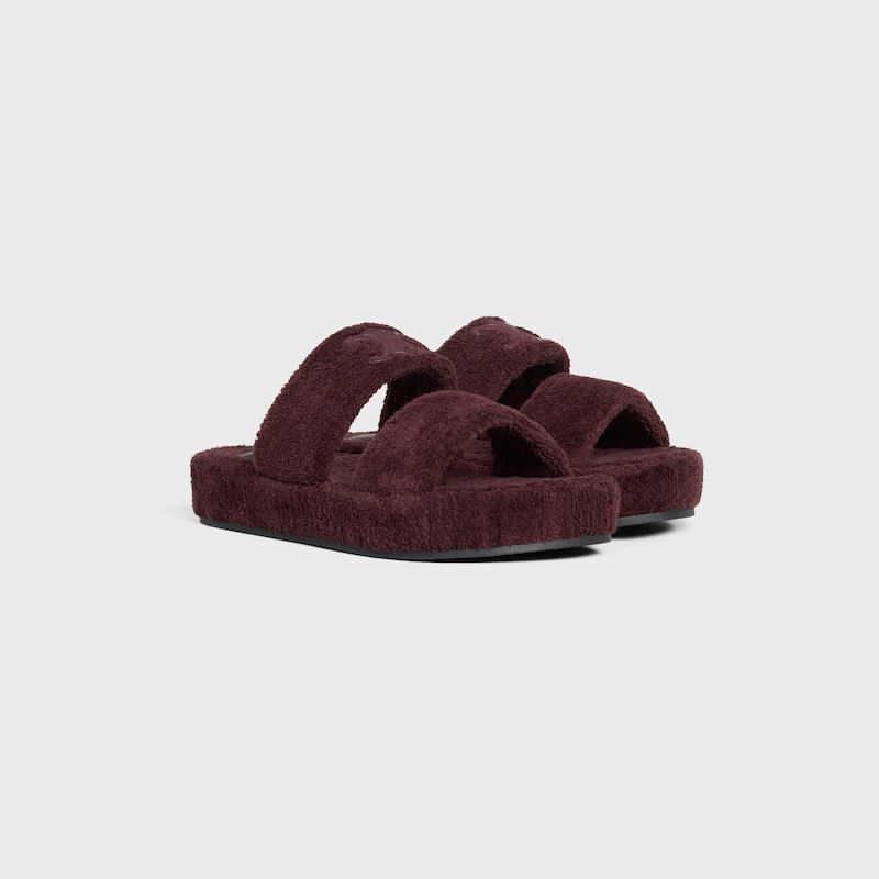 CELINE SLIDES TRIOMPHE IN SPONGE FABRIC - DARK BURGUNDY -  - 1 | CELINE