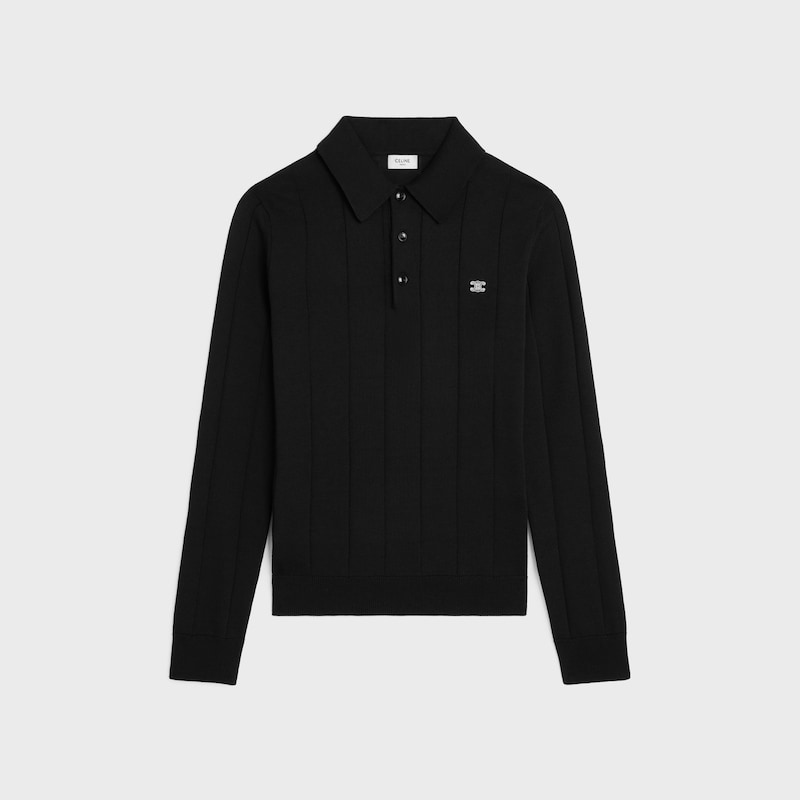 polo IN FINE SILK AND COTTON - BLACK -  - 1 | CELINE