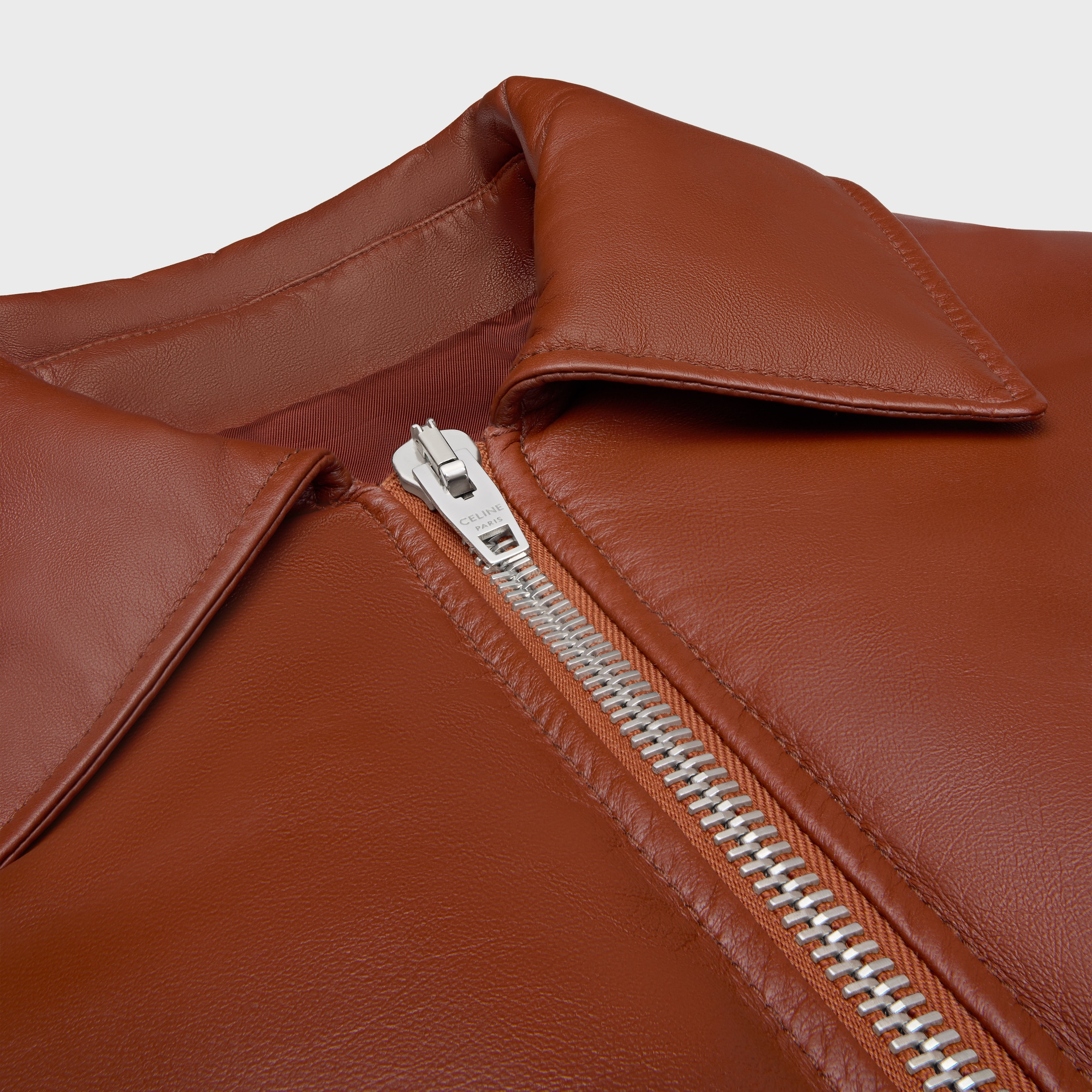 BOMBER JACKET IN SOFT LAMBSKIN - COGNAC | CELINE