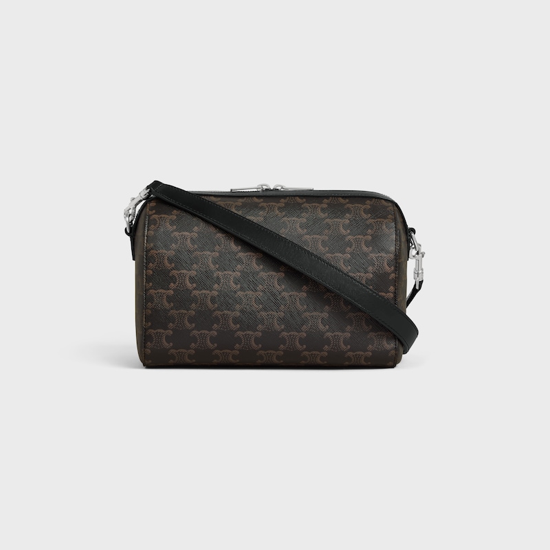 迷你TRIOMPHE CANVAS標誌印花及牛皮革波士頓手袋 - 黑色 - 商務及旅行袋 - 1 | CELINE