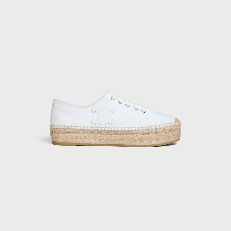 LES ESPADRILLES CELINE LACE-UP IN CANVAS AND CALFSKIN - OPTIC WHITE -  - 1 | CELINE