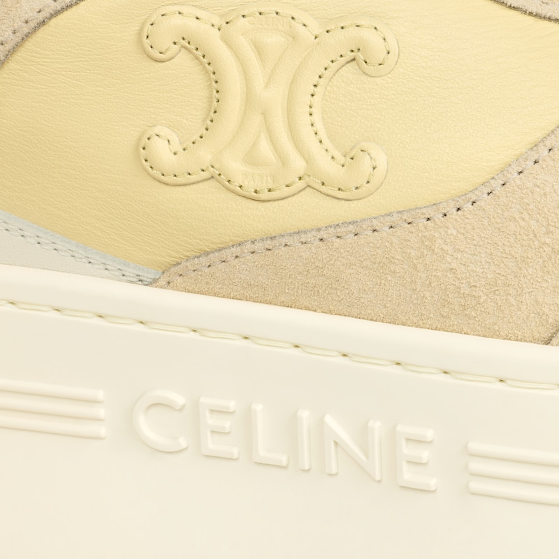BLOCK WEDGE SNEAKER IN CALFSKIN AND SUEDE CALFSKIN - CREAM / LIGHT YELLOW -  - 1 | CELINE