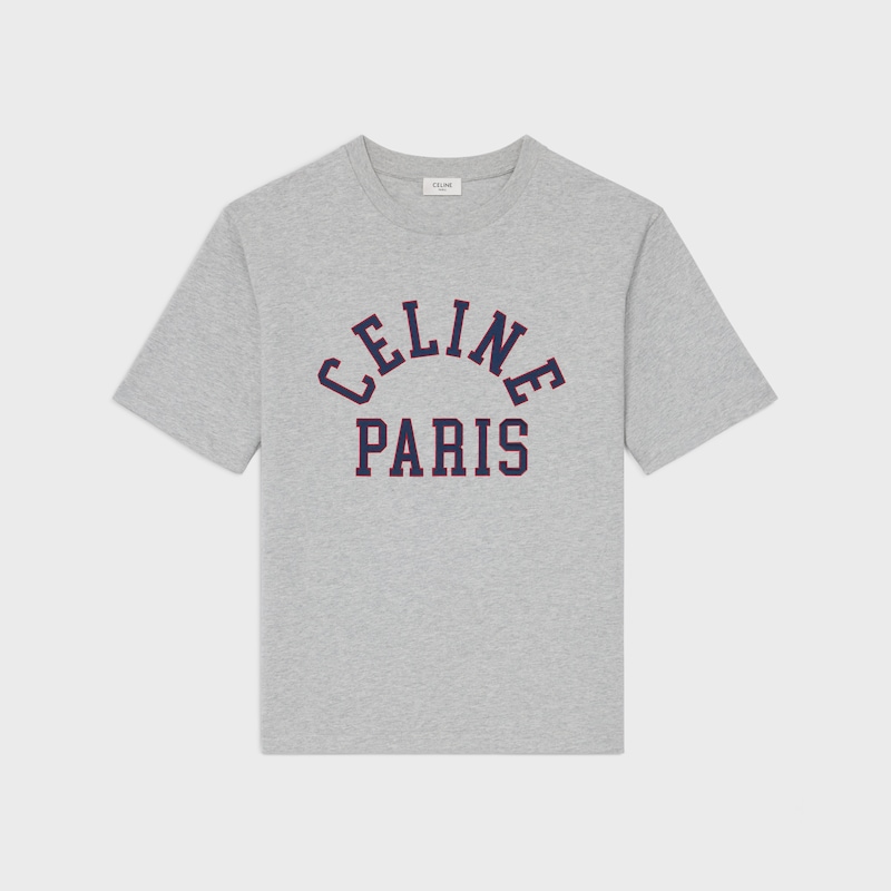 loose t-shirt IN cotton jersey - GREY MELANGE / BLUE / RED -  - 1 | CELINE