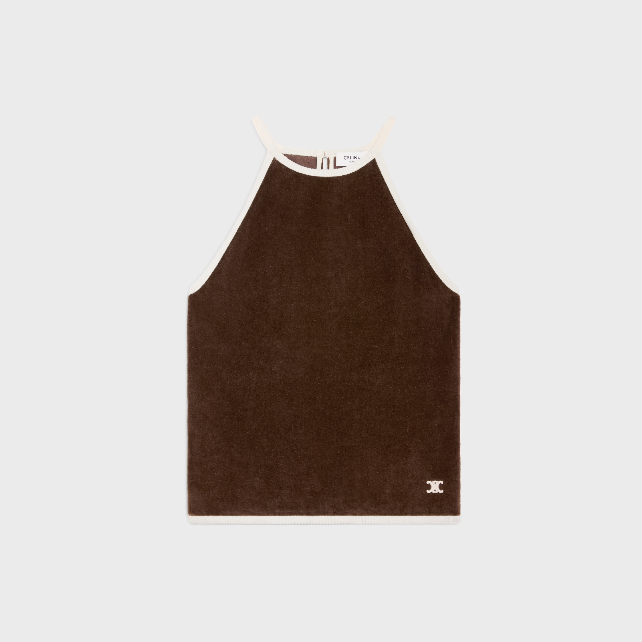 triomphe tank top in velvet jersey - CHOCOLATE/ ECRU | CELINE