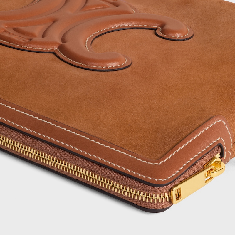 SMALL POUCH WITH STRAP Cuir Triomphe IN NUBUCK CALFSKIN - CAMEL - POUCHES AND TECH ACCESSORIES - 1 | CELINE