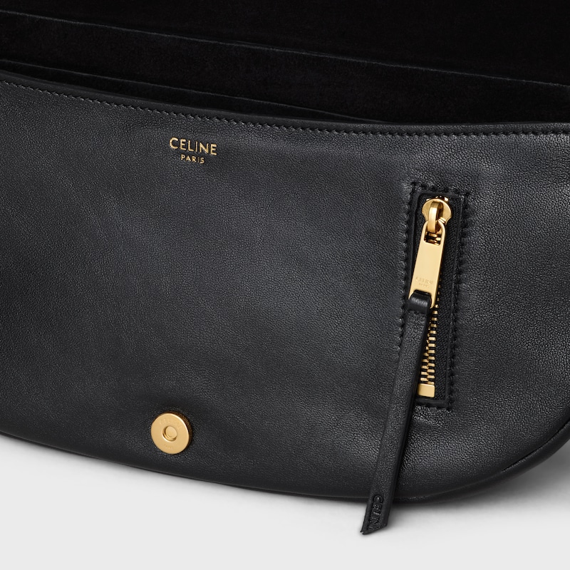 LITTLE HALFMOON SOFT TRIOMPHE IN SUPPLE SHINY LAMBSKIN - BLACK - SOFT TRIOMPHE - 1 | CELINE