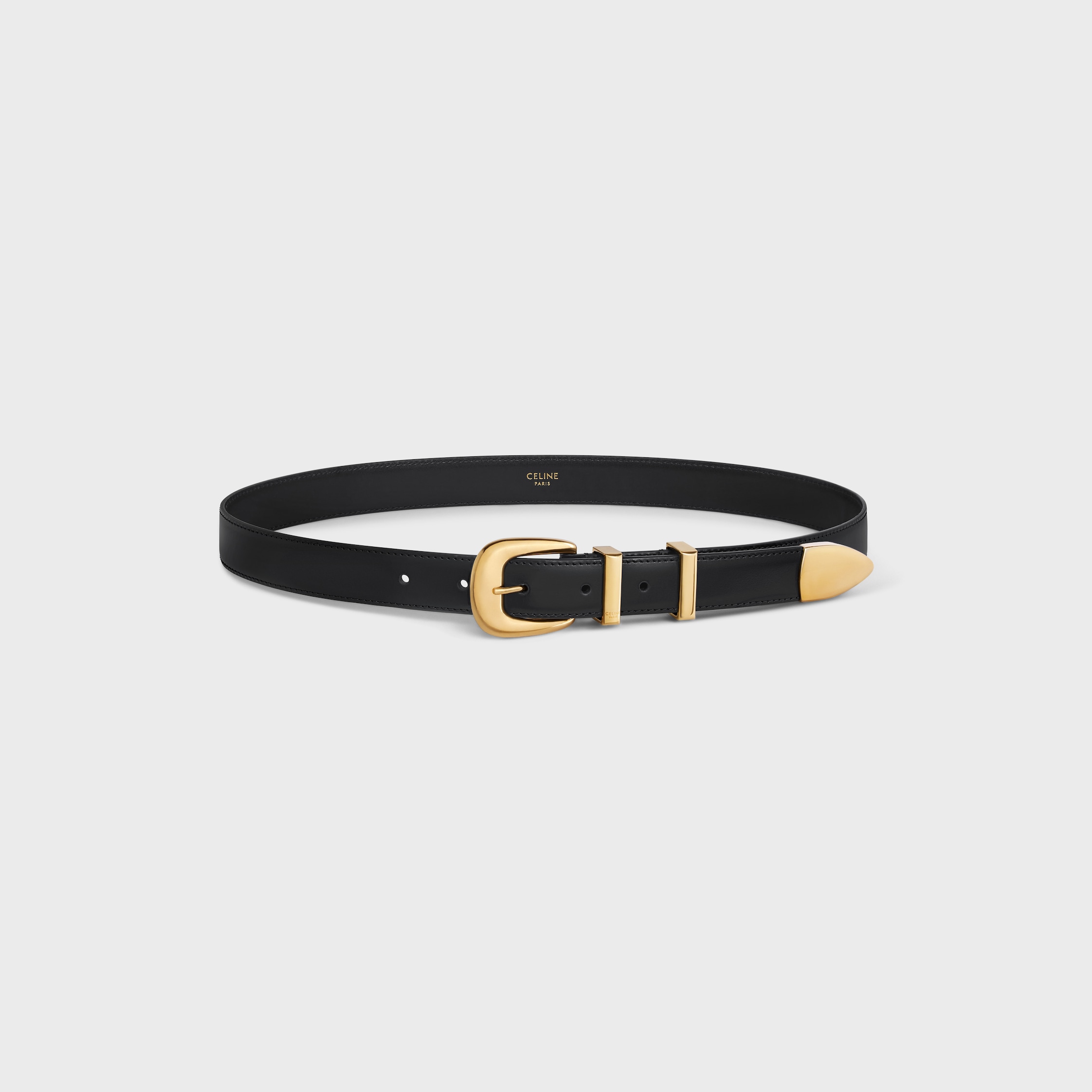 【人気/関税/送料込み】 Celine Medium Western Belt in Python SMALL 18MM WESTERN BELT in Python - BLACK | CELINE