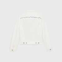 embroidered trucker jacket in raw wash white denim - RAW WASH -  - 2 | CELINE