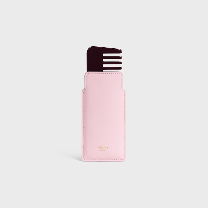 Small Hair Comb With Case in Smooth Calfskin - DIRTY PINK / SYRAH - BEAUTY ACCESSORIES - 1 | CELINE