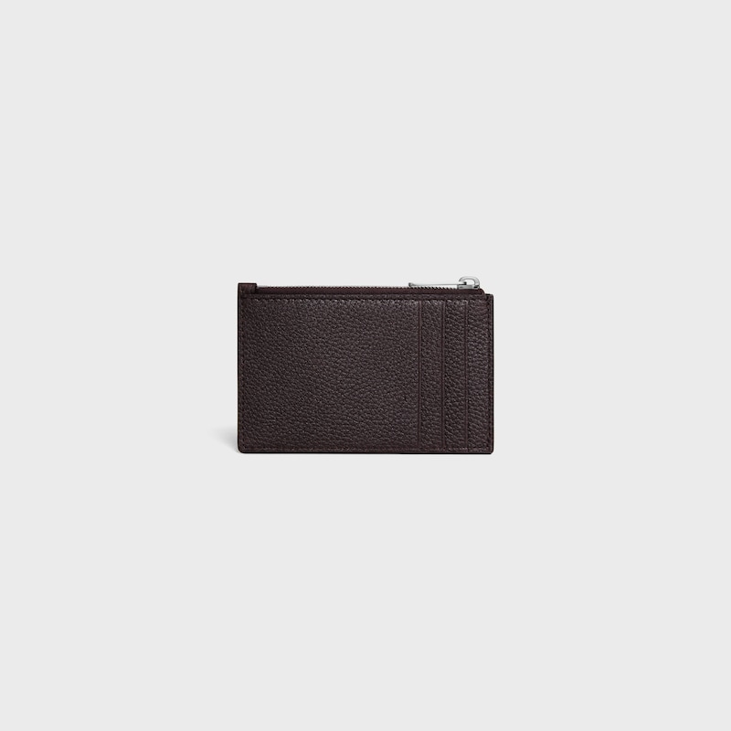 Zipped Card Holder IN GRAINED CALFSKIN - ESPRESSO - COIN AND CARD HOLDERS - 1 | CELINE