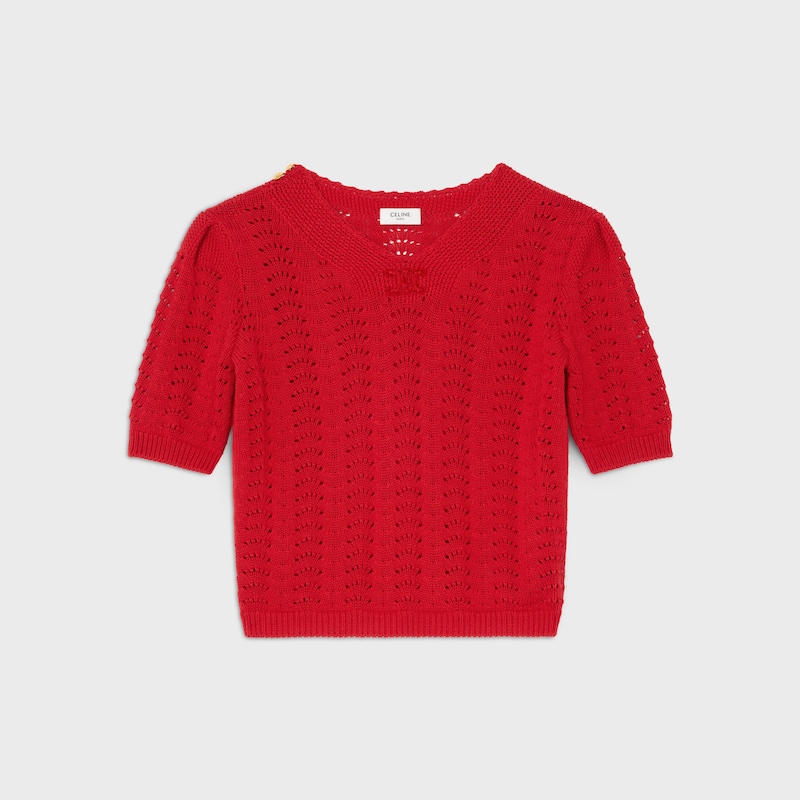 top IN cotton pointelle - BRIGHT RED -  - 1 | CELINE