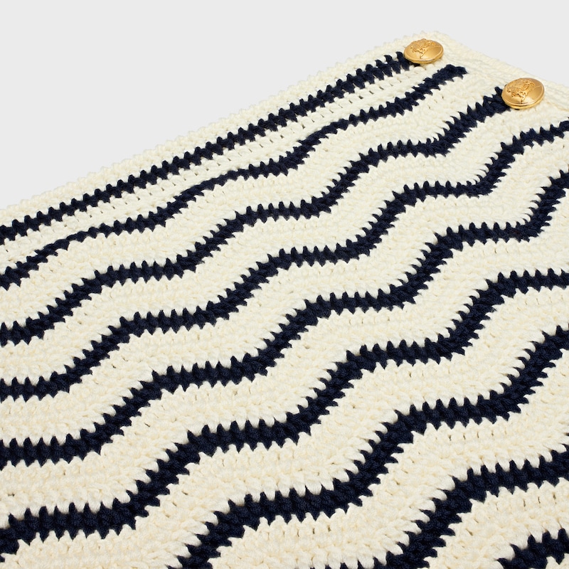 mini jupe coton crochet - ECRU / NAVY -  - 1 | CELINE