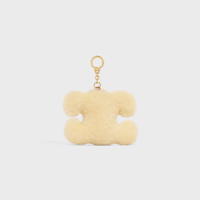 TRIOMPHE POM-POM CHARM IN Shearling and calfskin - NATURAL / MAUVE - BAG CHARMS - 1 | CELINE