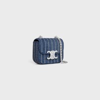 MINI CHAIN CLAUDE IN STRIPED DENIM WITH STRASS - DENIM - MORE LINES - 2 | CELINE