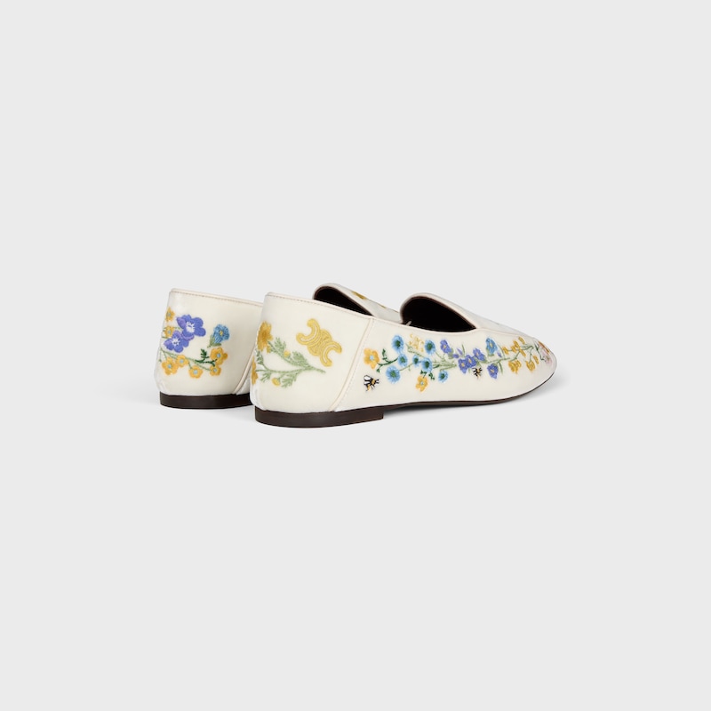 AURA LOAFER IN Flowers Embroidered Velvet - IVORY -  - 1 | CELINE