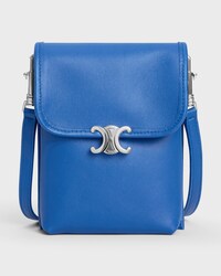 VERTICAL POUCH SOFT TRIOMPHE IN SMOOTH LAMBSKIN - OXIDE BLUE - NEW - 1 | CELINE