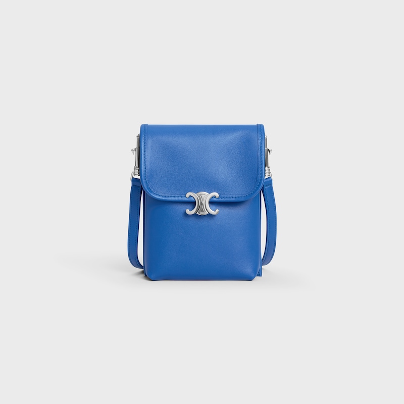 VERTICAL POUCH SOFT TRIOMPHE IN SMOOTH LAMBSKIN - OXIDE BLUE - MINI BAGS - 1 | CELINE
