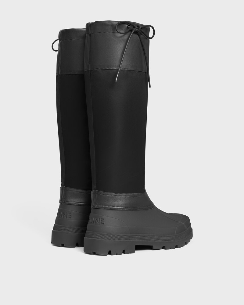 celine riley HIGH BOOT IN Nylon and Calfskin - BLACK -  - 1 | CELINE