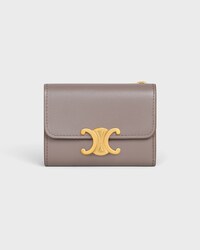 COMPACT WALLET WITH COIN TRIOMPHE IN Shiny calfskin - PEBBLE - GIFT FINDER - 1 | CELINE