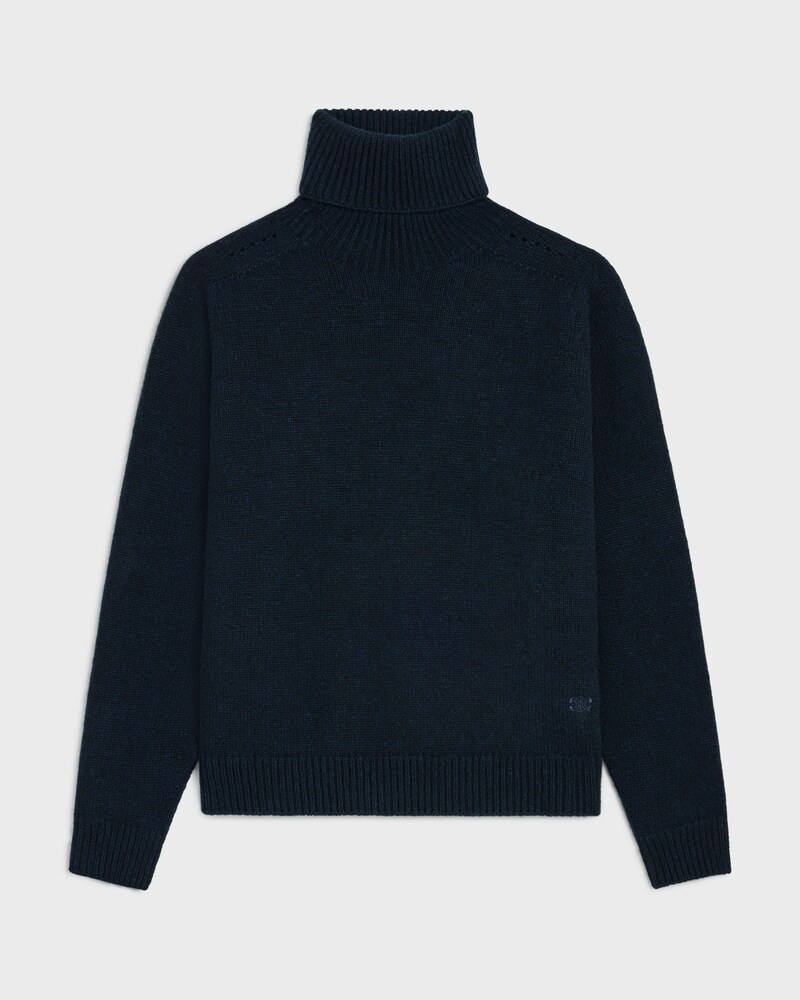 turtleneck sweater IN SEAMLESS CASHMERE - NAVY -  - 1 | CELINE