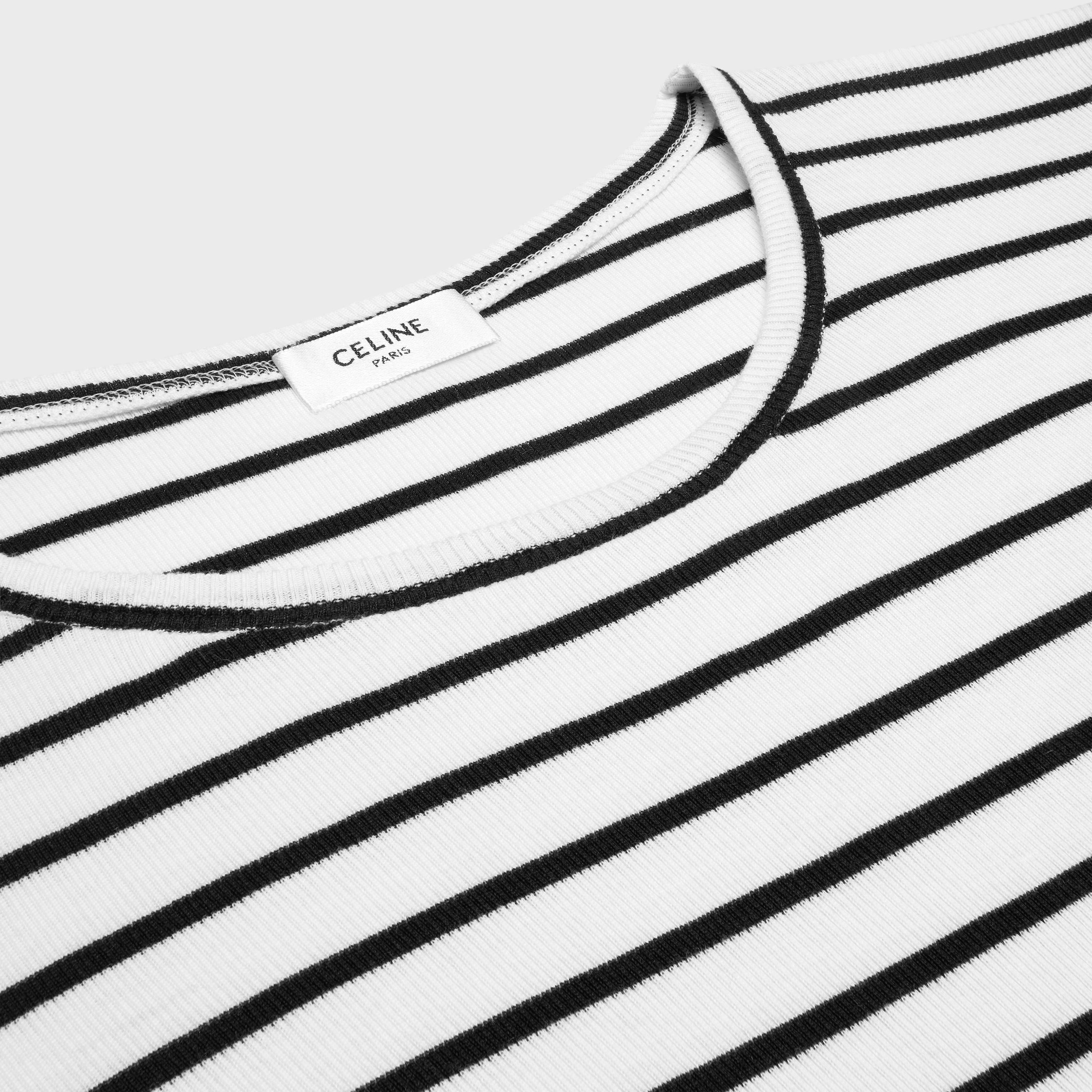 Tシャツ / ストライプ シルクジャージー - オフホワイト / ブラック