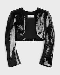 embroidered bolero jacket IN wool gabardine - BLACK -  - 1 | CELINE