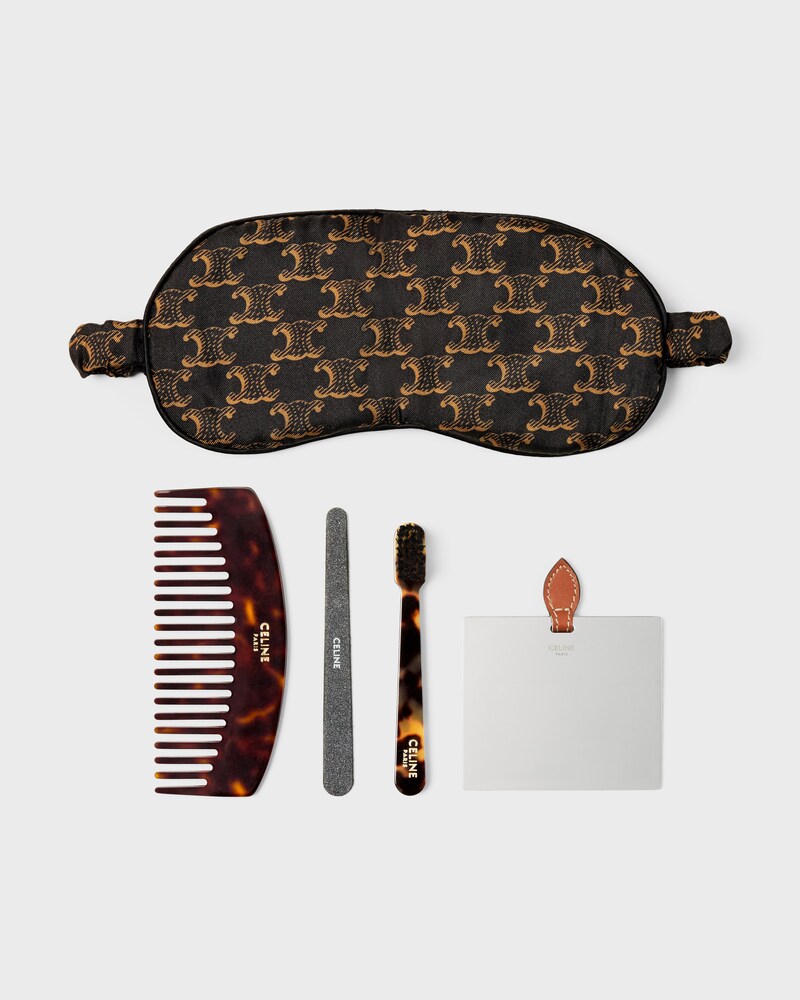 Travel kit in Triomphe Canvas and calfskin - TAN - ESSENTIAL GIFTS - 1 | CELINE