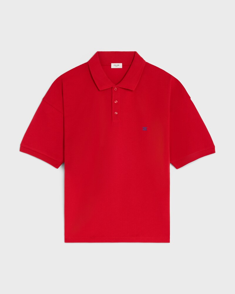 polo shirt IN PIQUE COTTON JERSEY - LIVE RED/ BLEU DENIM -  - 1 | CELINE