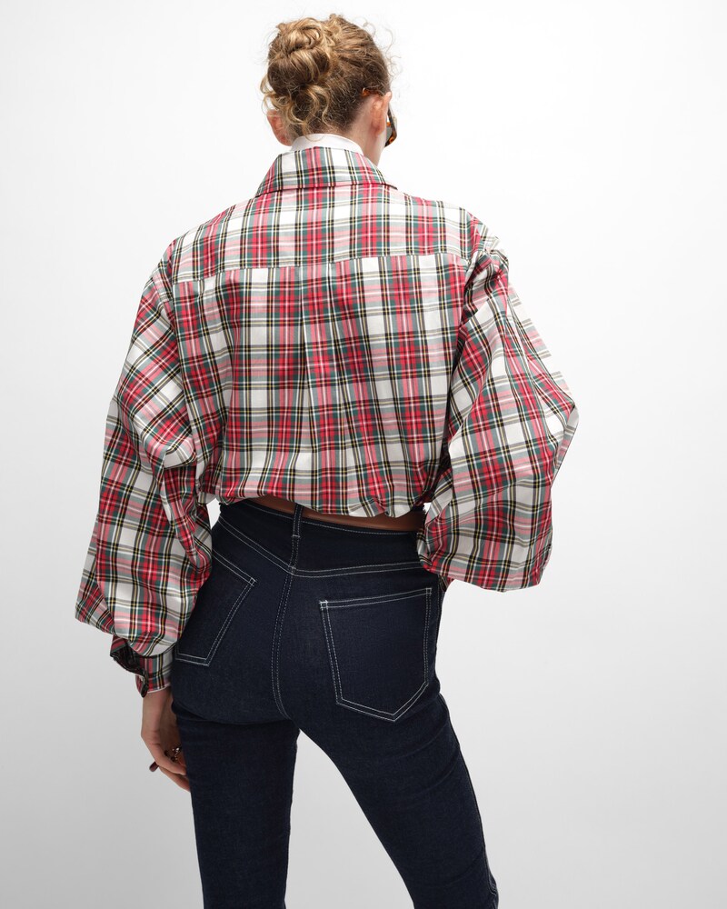 CAMISA DE TARTÁN DE ALGODÓN - BLANCO/ROJO/VERDE -  - 1 | CELINE