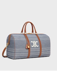 BOLSA DE VIAJE GRANDE DE TEJIDO JACQUARD A RAYAS Y PIEL DE BECERRO - AZUL / BEIGE - VIAJE - 2 | CELINE