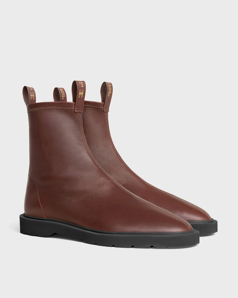 FLOW ZIPPED BOOT IN Stretch Lambskin - DARK BROWN -  - 1 | CELINE